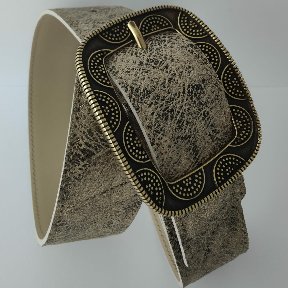 Ceinture reversible femme Ivoire / ivoire brillant